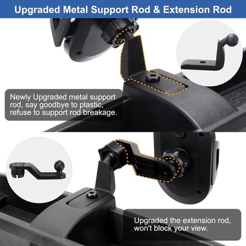 Dope Jeep Wrangler Dash Tray Phone Mount With Extension Arm and Metal Rod for JL JLU Gladiator JT 2018-2023 close-up view