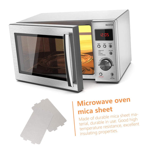 12 Piece Mica Plate Sheet Set For Microwave Waveguide Cover Replacement Parts Heat Resistant And Oil Resistant Insulation Mats shown with a microwave
