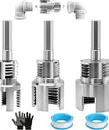 Nifty 4 In 1 Pvc Pipe Threader Kit Cuts Threads Taps Grooves And Preps Fittings For 1/2 3/4 And 1 Inch Pipes showing tool heads and accessories.