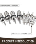 Complete 16 Piece Air Conditioning Valve Core Kit With Caps, Valve Stems, And R134A Cores For Car Air Conditioning Repair