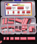 35 Piece Dip Switch Kit With Double Row On Off Slide Type Dip Switches 1 2 3 4 6 8 10 Position 2.54mm PCB Mountable Red Toggle Switches