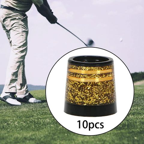 10 Pack Tapered Golf Iron Ferrules Glitter Inner Gold Finish 0.370 Sleeve For Tapered Shaft Wedge Iron Club Repair