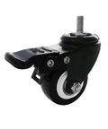 2 Inch M8 Threaded PU Swivel Caster with Brake for Standing Desks, side view, showing 360-degree swivel and locking mechanism.