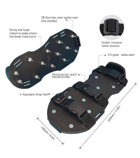 Epoxy Floor Spiked Shoes For Easy Garage Floor Coating Installations, 0.75 Inch Spikes, Adjustable Six Straps, Durable Base
