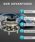 Rear Wheel Bearing Hub Assembly Kit OEM Grade for Hyundai Sonata 2015 to 2019, close-up view with car in the background
