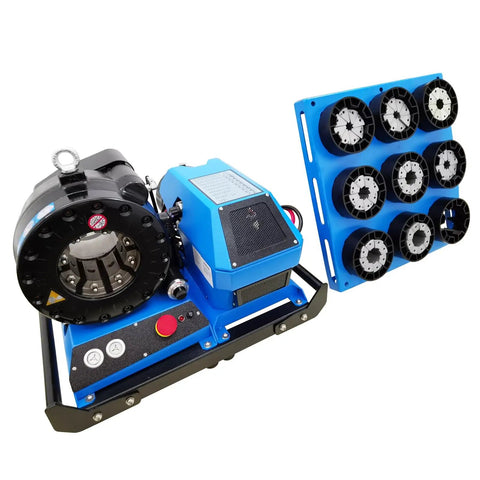 Beat The Clock With This Heavy Duty Portable Hydraulic Hose Crimper Tackling 0.39 To 2.4 Inch Rubber Lines Using Eight Swappable Dies And Pure 12V Shop Power.