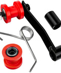 Chain Tensioner Roller Guide For ATVs And Mini Bikes, Beefy Aluminum And PU, Built For Coolster 125cc ATV And Go Karts 110cc 150cc 200cc 250cc, Works With 420 428 530 Chains; visible components in black and red with metal spring