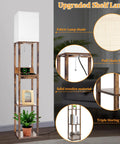 Must Have Floor Lamp With Shelves For Living Room And Bedroom, USB Ports A And C, Smart Wireless Charger, Rustic Brown