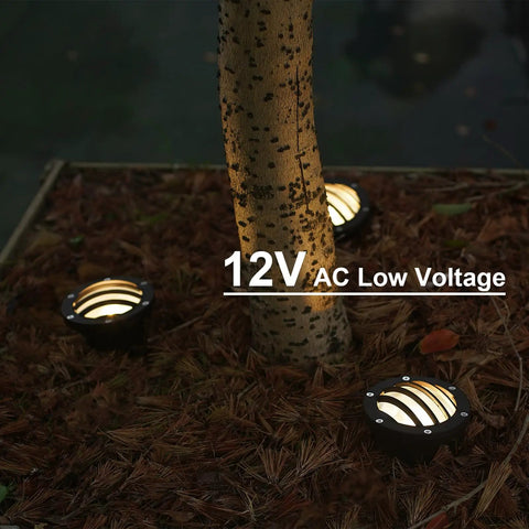 Low Voltage Landscape Well Lights 4 Pack 4W LED Pathway Lighting 200 Lumens 2800K Warm White Durable Metal In-Ground Outdoor Lights