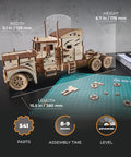 Heavy Duty 6 Cylinder Rubber Band Powered Truck Model Kit 3D Puzzle For Adults Semi Truck Hobby Build Brain Teaser Wooden Mechanical Kit For Home Decor And Collectors, wooden truck, 15.5 in