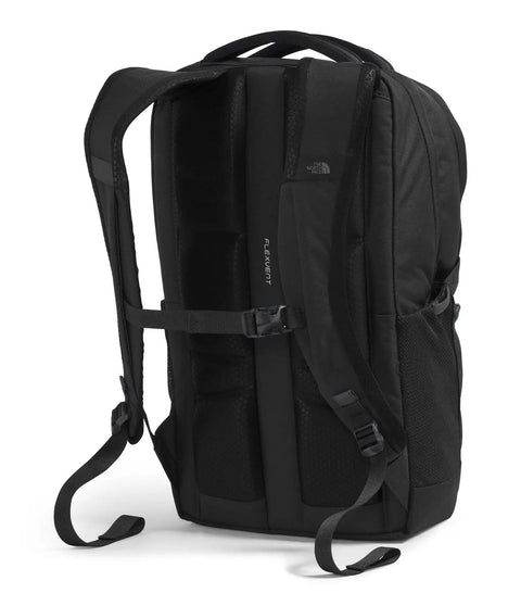 Back view of Jester Everyday Carry Laptop Backpack For Commuters, ergonomic FlexVent support, black color, padded straps visible.