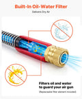 Built-in oil-water filter feature of 4-Stage High-Pressure PCP Hand Pump For Air Rifles, Paintball, And Tires, 5800 PSI, 40 MPa