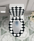 Toilet Seat Elongated Quiet Close for Bathroom on a toilet with black and white checkered design, top view, modern decor.