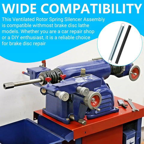 Vented Rotor Brake Lathe Spring Silencer Band Replacement For Ammco 9800 909800 438190 shown with brake lathe machine.