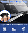 2 Pack Pressure Washer Nozzle Guard With 25 Degree And 40 Degree Tips, Stainless Steel Protector Holder, shown on windshield cleaning