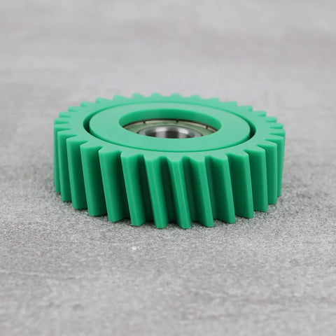 Three Pack Nylon Gear For Your Electric Bike Ride, 31T drive gear with 608 bearing, showing green nylon material and metal center