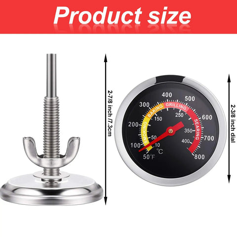 Three Pack Charcoal Grill Temperature Gauge Thermometer With 2-3/8 Inch Dial And 2-7/8 Inch Probe, Waterproof BBQ Meat Thermometer
