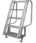 Deluxe Flip Up Dock Ladder 6 Step For Boats And Piers Marine Grade Aluminum With Stainless Hardware Folds Upright To Prevent Damage And Debris Wide Top And Steps For Easy Climbing, 4-step shown