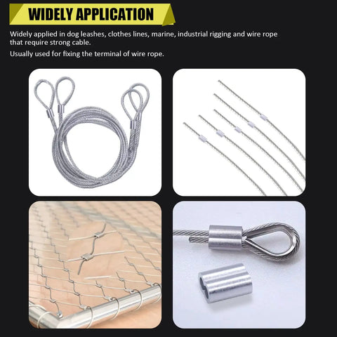 Eight Size Aluminum Crimping Loop Sleeve Set for Wire Rope and Cable 1.2 mm to 6 mm waterproof corrosion resistant ferrule kit