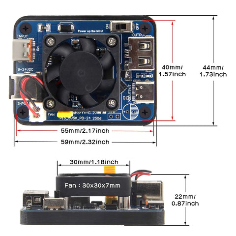 Dual PD Power Supply Module With Cooling Fan 9 To 24V To 5V 5A Step Down Converter Expansion Board For Raspberry Pi 5 USB C PD Input