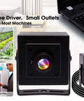 Mini Aluminum USB Security Camera With 170 Degree Wide Fisheye Lens 5MP HD, durable case, USB 2.0, next to laptop setup