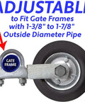 Gate Helper Wheel for Swing Gates 1-3/8 to 1-7/8 Inch Frames, Stops Gate Drag and Sag, Easy Install Gate Support Wheel