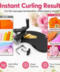 Crepe Paper Curling Tool For Florists And Crafters with wear resistant roller and dual gear crimp for lace textures.