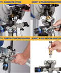 ProXChange Pump Kit For Magnum ProX17 And ProX19 Sprayers showing step-by-step quick modular replacement process visual guide