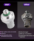 Direct Fit Honda Acura HVAC Binary Switch AC Pressure Sensor Upgrade For Civic Integra RSX TL And More Keeps Your Ride Chill With Easy DIY Install And Smooth Climate Control. White metal sensor compared to worn old sensor