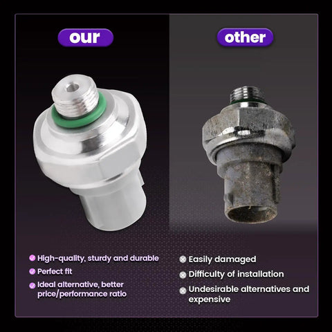 Direct Fit Honda Acura HVAC Binary Switch AC Pressure Sensor Upgrade For Civic Integra RSX TL And More Keeps Your Ride Chill With Easy DIY Install And Smooth Climate Control. White metal sensor compared to worn old sensor