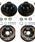 Beef Up Your Trailer With This 7K Brake And Drum Kit Self Adjusting 12x2 Electric Brakes And 8 Lug Drum Hubs With Bearings Dust Caps Castle Nuts And Full Hardware Fits Dexter Axles, showing full kit with components