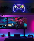 Dope Gamepad Neon Sign For Wall Decor, LED Gaming Neon Light For Your Gamer Room Vibe above dual monitor setup
