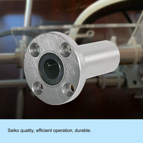 2 Pack LMF12LUU Round Flange Linear Ball Bearing With 12Mm Bore And 21Mm OD Heavy SA52100 Carbon Steel close-up view