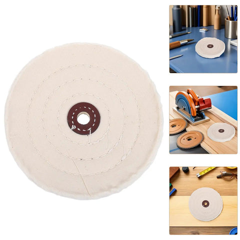 Premium 2 Inch Cotton Buffing Polishing Wheels With 12mm Hole For Jewelry And Watches, durable beige cloth wheel top view.