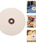 Sturdy Cotton Buffing Wheels With 12mm Arbor Hole For Bench Grinder Polish Mirror Finish On Jewelry And Wood Great Stuff For DIY Pros And Industrial Jobs, round cotton wheel with 12mm bore.