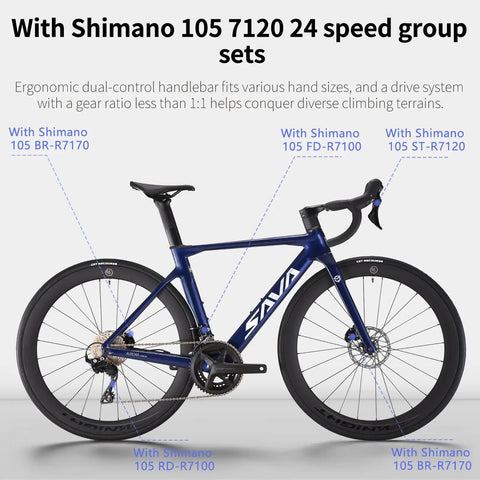 Lightweight Full Carbon Fiber Road Bike For Adults With Shimano R7120 24 Speed Drivetrain, Carbon Frame And Wheelset, 54cm Black