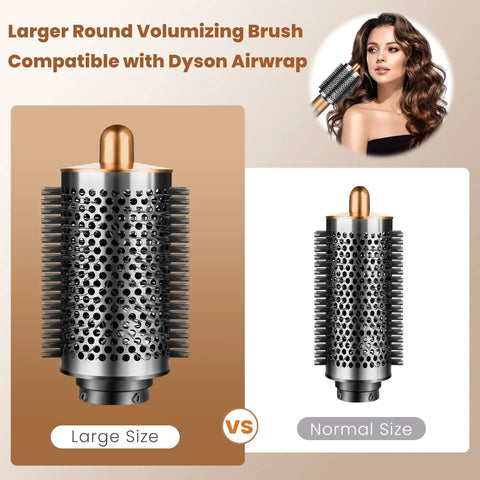 Powerful Volumizing Round Brush Attachment For Airwrap Styler, large and normal size, nickel copper finish, for big bouncy waves.