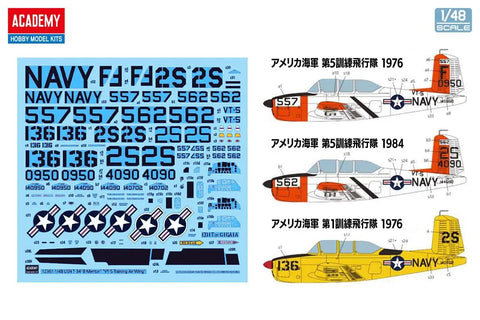1/48 USN T-34B Mentor Model Kit Unpainted decal sheet and airplane profiles for VT-5 Training Air Wing Theme