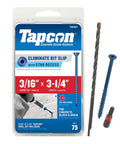 Heavy Duty 3/16 X 3-1/4 Inch Star Head Masonry Screws Blue Coated Concrete Anchors 75 Pack with drill bit included.