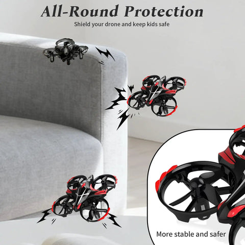 Mini Gesture Control Drone For Kids With Remote And Dual Battery Indoor Outdoor RC Aircraft demonstrating collision protection