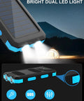 Ultra Portable 38800mAh Solar Charger Power Bank with USB C Input Output waterproof LED flashlights for camping