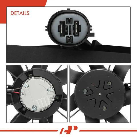 Replacement For Chevy Bolt EV Cooling Radiator Fan Blower With Brushless Motor, detailed view of electrical connector and fan blades.