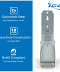 4-Inch Wall Mount J Hook 25-Pack With Retainer Clips Galvanized Steel Zinc Finish Heavy Duty Cable Management For Structured Cabling ETL Listed For Commercial And Government Projects, shown with features.