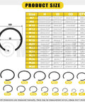 322 Piece Round Wire Snap Rings Set With 14 Sizes From 7mm To 30mm Internal C Clips Retaining Rings For Holes 65Mn Steel chart