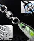 Stainless Steel Ball Bearing Swivels With Split Rings For Saltwater Surf Fishing, 6 Ball Bearings, Nickel Plated Exterior, Anti Rust Durable Tackle Gear For Smooth High Speed Line, Reducing Friction On Fights on fish lure rig