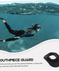 Diver using 2 Pack Lip Guard For Diving Soft Silicone Mouthpiece Cover underwater, sting resistant and cold water ready.