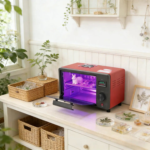 Ultimate 395nm UV Resin Curing Box With 80 LED Beads And Active Cooling Fan For Hella Fast Drying Including Digital Timer Tray For Crafting Jewelry Coasters Smoothly With Rock Solid PC Build In Vibrant Red