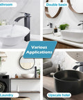 Vessel Sink Waterfall Tall Bathroom Faucet, Modern Vanity With Single Handle, 1 Hole Installation, oil rubbed bronze, in various settings