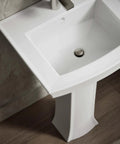 Archer Pedestal Bathroom Sink Basin With One Hole Faucet Drilling Sleek Vitreous China White 24 Inches Long By 20.5 Inches Wide