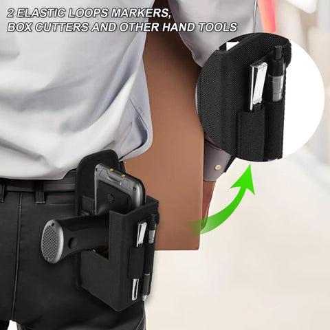 Universal Barcode Scanner Holster With Open Face Access, Belt Loop And Clip Attachment, Secure Pouch for handheld scanners.